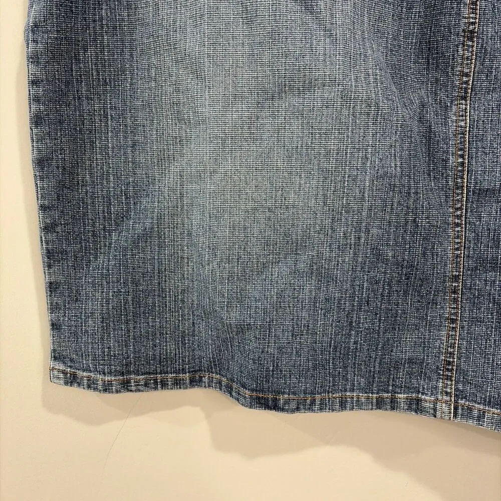 VTG Y2K Venezia Denim Cargo Skirt 22 Flaw Utility Pocket Medium Wash Jean Midi